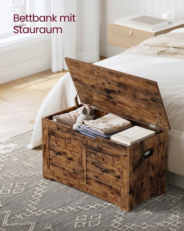 Bænk med opbevaringsplads i vintagestil vintage brun
