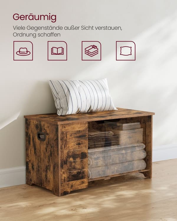Bænk med opbevaringsplads i vintagestil vintage brun