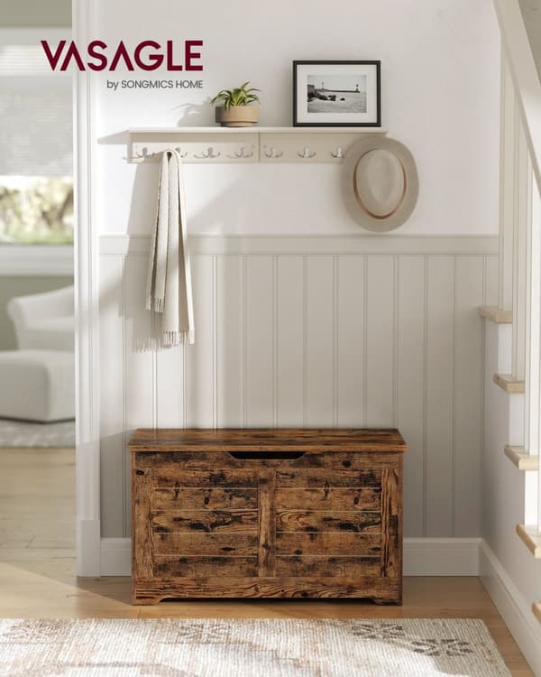 Bænk med opbevaringsplads i vintagestil vintage brun