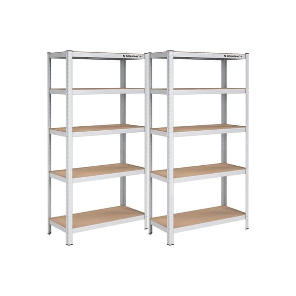 Set med 2 förvaringshyllor 180 cm höga silver