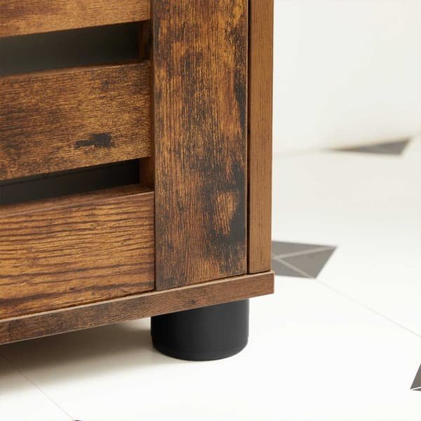 Golvskåp för badrum, förvaringsskåp, multifunktionsskåp, med 2 lamelldörrar, justerbart hyllplan, sideboard, för sovrum, vardagsrum, kök, rustikt bru