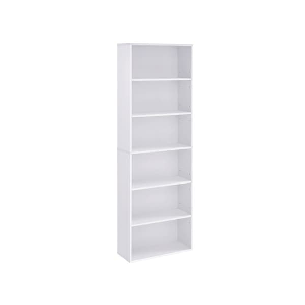 Reol med 6 hylder til opbevaring i stue, kontor, soveværelse og arbejdsværelse i skandinavisk stil 24 x 60 x 178,5 cm Hvid LBC169T14
