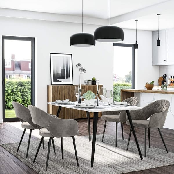 Samettinen ruokasalin tuoli Moderni keittiötuoli Pehmustettu samettituoli käsinojilla Metallijalat Elegantti muotoilu ruokasali olohuone makuuhuone k