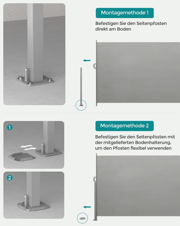 Sidomarkis med stålbox, rostfri och utdragbar
