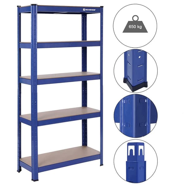 Set med 2 kraftiga hyllplan 150 cm höga blå