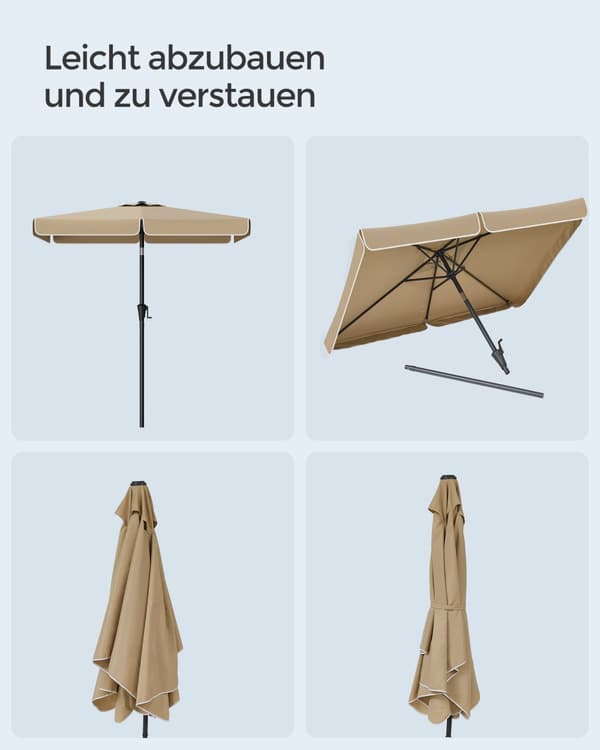 Rektangulärt balkongparasoll 200 x 150 cm taupe