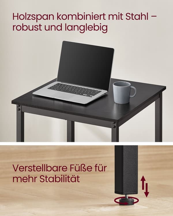 Barbord med stålstel 60 x 60 x 92 cm ibenholt sort-sort