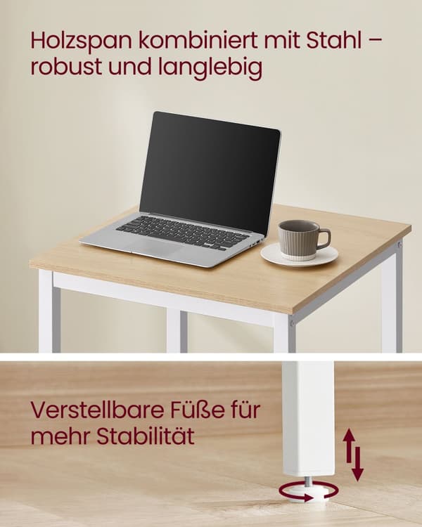 Barbord med stålram 60 x 60 x 92 cm ek beige-vit