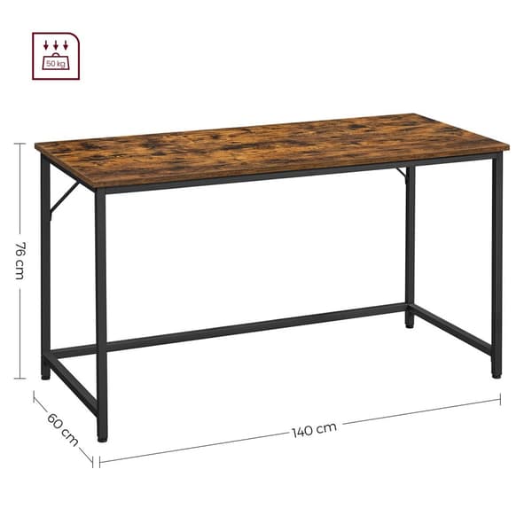 Slim Office Desk 140 x 60 x 75,7 cm Study Home Office Office Simple Assembly Steel Industrial Design Vintage Brown/Black