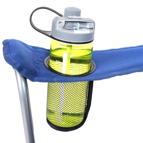 Set med 2 hopfällbara campingstolar, bekväm, kraftig konstruktion, max. lastkapacitet 150 kg, med mugghållare, utomhusstolar, blå GCB08BU