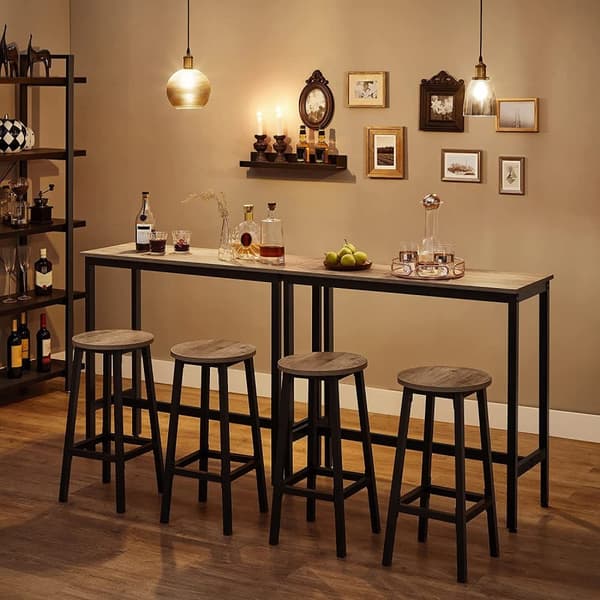 Barbord, smalt rektangulært barbord, køkkenbord, pub-spisebord, stålramme, 100 x 40 x 90 cm, nem montering, industriel, grå og sort LBT010B02