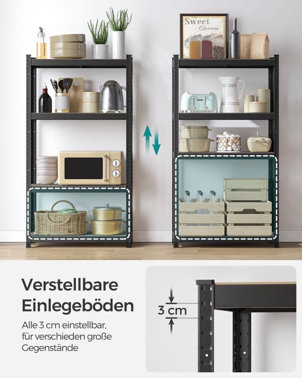 Kraftiga hyllor med svart stålram