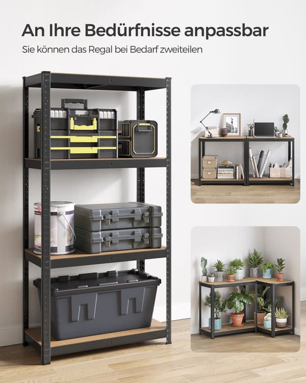 Kraftiga hyllor med svart stålram