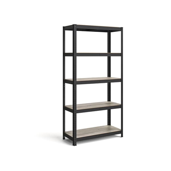 Justerbar stående hylde med 5 hylder 40 x 90 x 180 cm Grå-sort