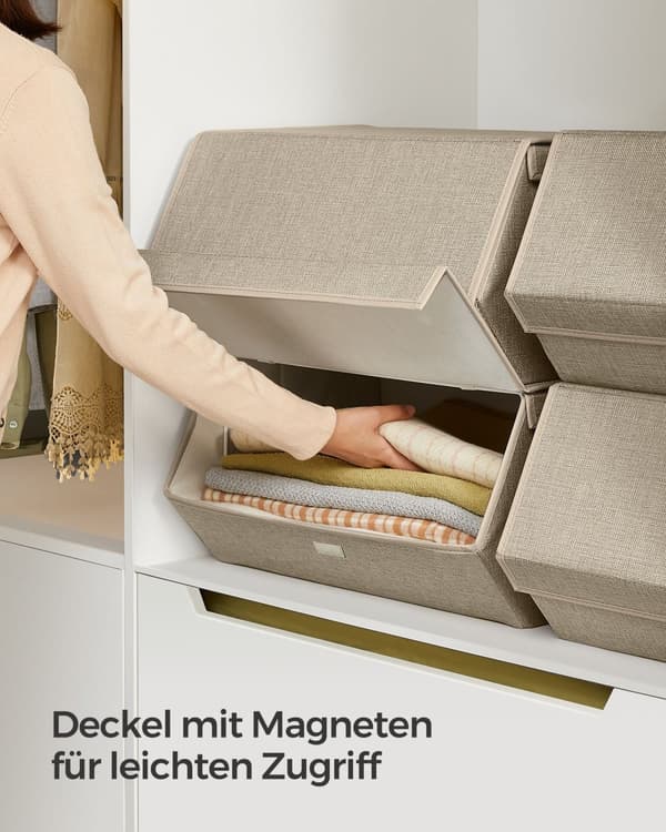 Förvaringslåda med lock och magnetlås sand beige