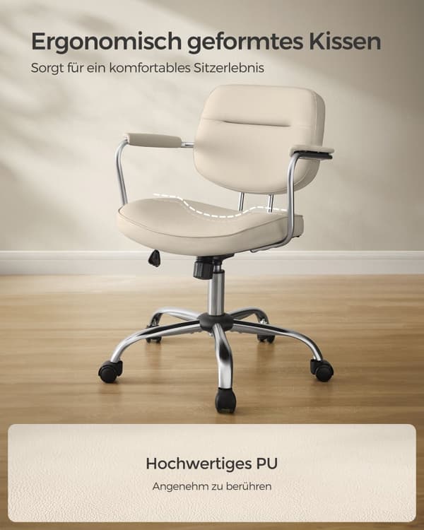 Kontorsstol i PU med armstöd i cappuccino-beige