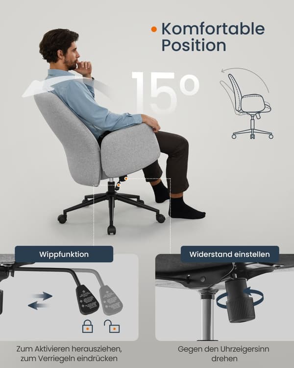 Korkeussäädettävä kääntyvä tuoli käsinojilla kyyhkynharmaa