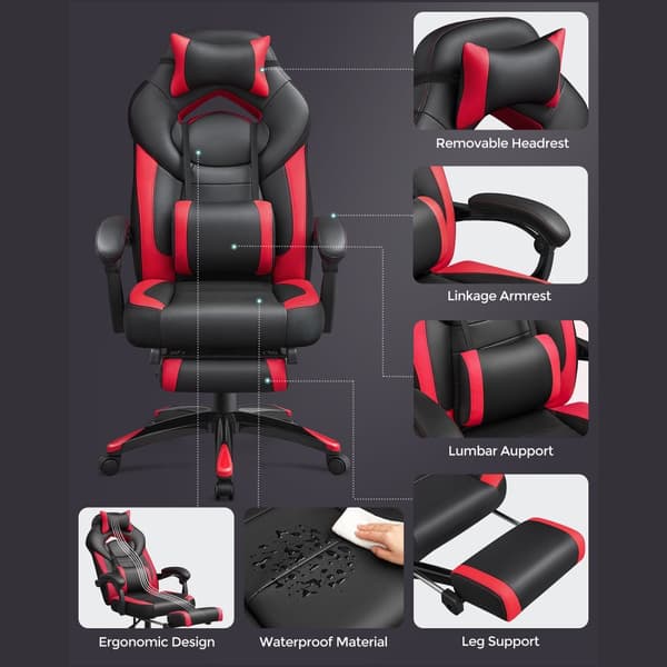Kontorsstol för chefer, ergonomisk, svart, röd