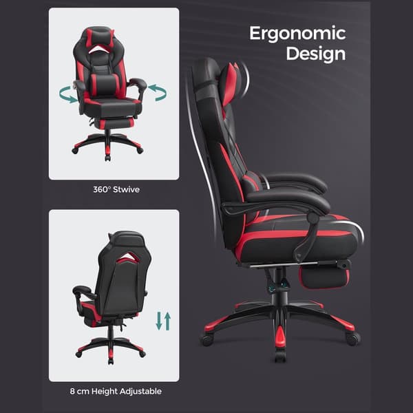 Kontorsstol för chefer, ergonomisk, svart, röd