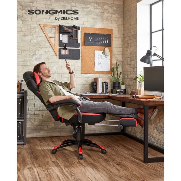 Kontorsstol för chefer, ergonomisk, svart, röd