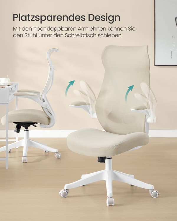 Kontorsstol med ryggstöd och armstöd cappuccino beige