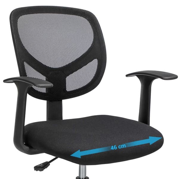 Toimistotuoli Ergonominen työtuoli käsinojilla Istuinkorkeus 55-75 cm Korkea työtuoli säädettävällä jalkarenkaalla Kantavuus 120 kg Musta