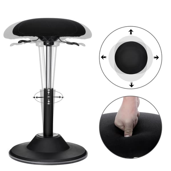 Aktiv sittande balansstol, höjdjusterbar arbetspall, 360° vridbar barstol, sitthöjd 50-70 cm, med halkskyddad bottenplatta,
