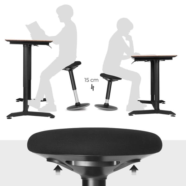 Active Stool, Wobble Stool ståbordsstol, balansstol, justerbar höjd 55-70 cm, ingen montering krävs, svart