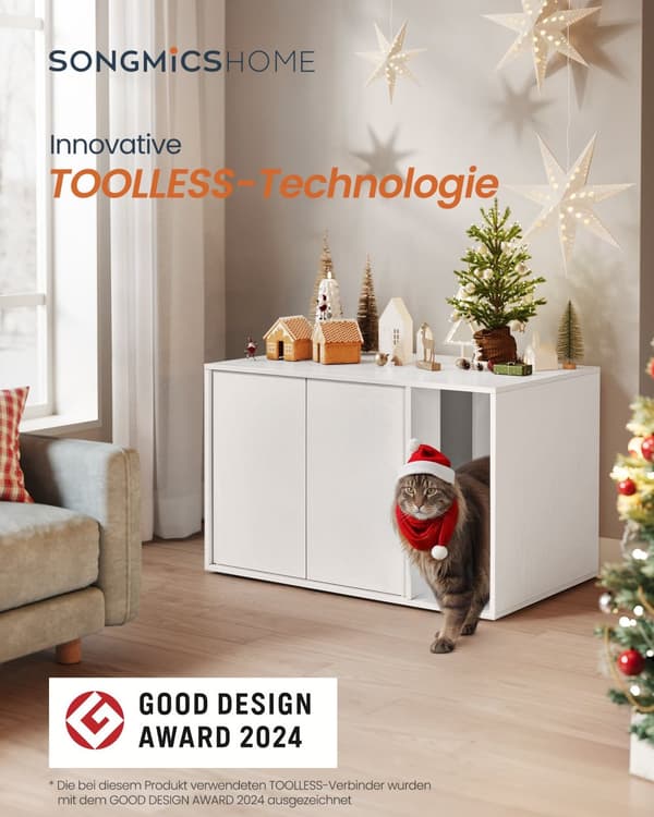 Superhurtig samling uden brug af værktøj, kattebakkeindhegning, kattehus, til store katte, push-to-open-døre, display-sidebord, sofabord, minimalisti