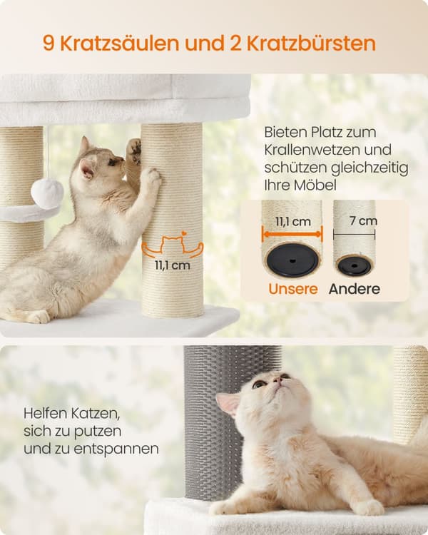 Kradsetræ med platforme 50 x 50 x 160 cm creme-hvid-beige
