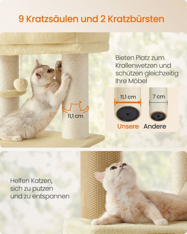 Kradsetræ med platforme 50 x 50 x 160 cm sand-beige-beige