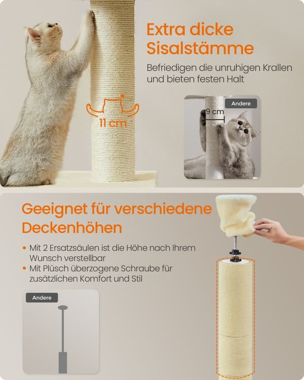 Kissapuu kattokorkea 231-291 cm korkeussäädettävä beige