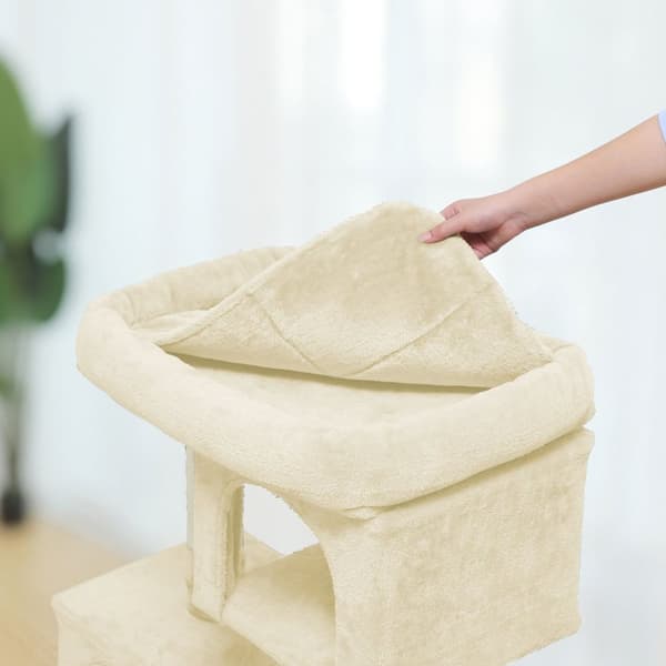 Raapimispylväs, jossa on 2 luolaa 84 cm Beige
