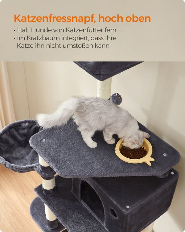 Kissapuu, leikkitorni 164 cm, savunharmaa