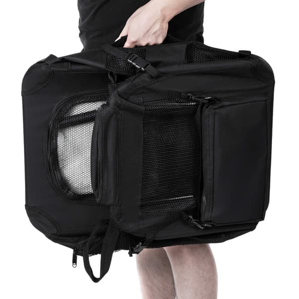 Hundetransportkasse, sammenklappelig stoftransportkasse, 102 x 69 x 69 cm, sort