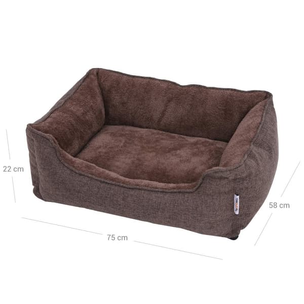 Tvättbar hundbädd 75 cm brun
