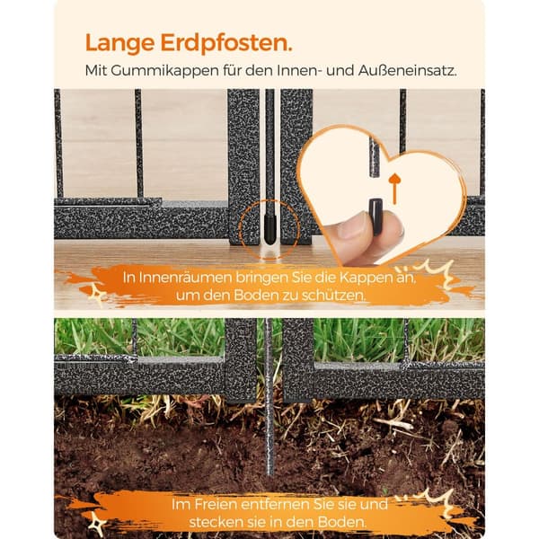 8-panels løbegård til kæledyr, kraftig indhegning til hunde, 77 x 100 cm, grå