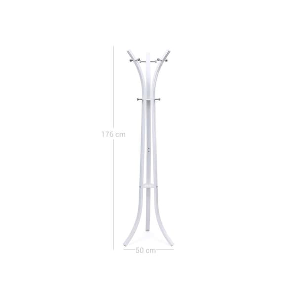 Heavy Duty Coat Hat Stand Rack Garment Coat Tree 9 Hook Metal, 176 cm Hvid