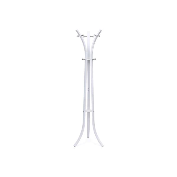 Heavy Duty Coat Hat Stand Rack Garment Coat Tree 9 Hook Metal, 176 cm Hvid