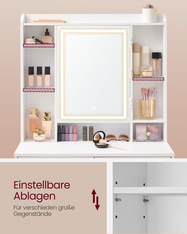 Toiletbord med LED-belysning moderne skyhvid