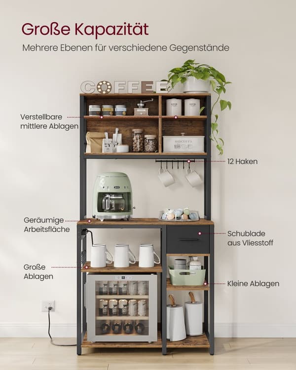Keittiöhylly 40 x 80 x 180,4 cm vintage ruskean-mustanvärinen musta