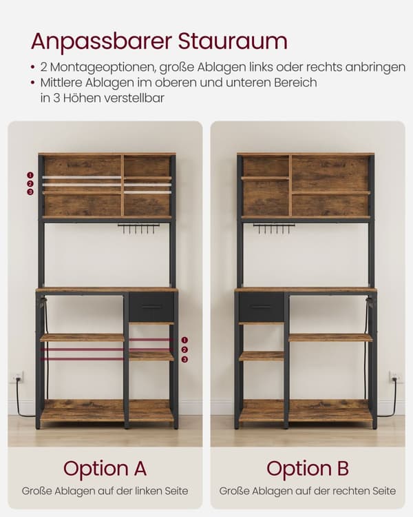 Keittiöhylly 40 x 80 x 180,4 cm vintage ruskean-mustanvärinen musta