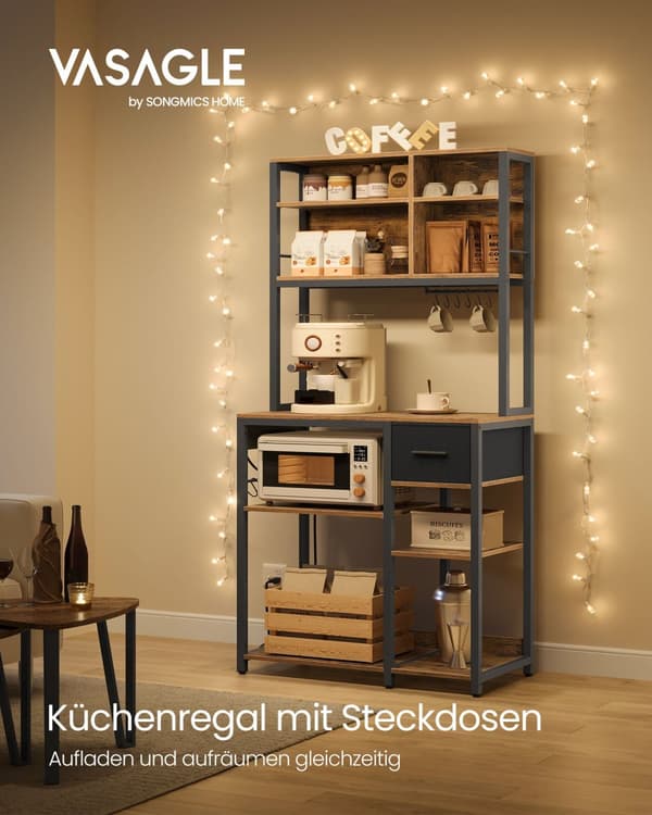 Keittiöhylly 40 x 80 x 180,4 cm vintage ruskean-mustanvärinen musta