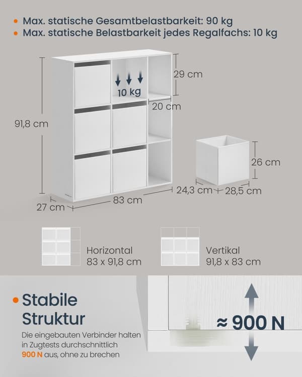 Bokhylla med 9 fack 27 x 83 x 91,8 cm snövit