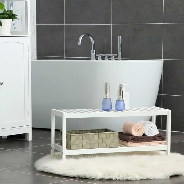 Luonnollinen bambu 2-tasoinen kenkäteline, hylly kengille kasveille kirjoille, olohuoneeseen eteiseen makuuhuoneeseen kylpyhuoneeseen, 70 x 26 x 33 c