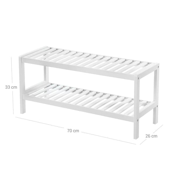 Luonnollinen bambu 2-tasoinen kenkäteline, hylly kengille kasveille kirjoille, olohuoneeseen eteiseen makuuhuoneeseen kylpyhuoneeseen, 70 x 26 x 33 c
