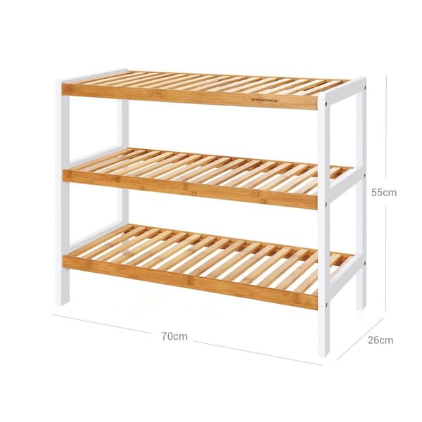 3-trins bambusskoreol, stativorganisator, opbevaringshylde, 70 x 26 x 55 cm (B x D x H), ideel til gang, badeværelse, stue, soveværelse og korridor