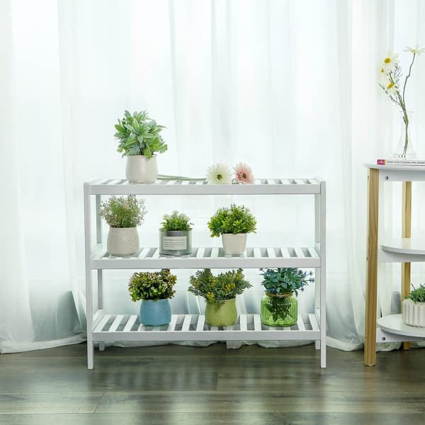 Skohylla i bambu, 3-stegs förvaringshylla, 70 x 26 x 55 cm (B x D x H), perfekt för hall, badrum, vardagsrum och korridor, vit