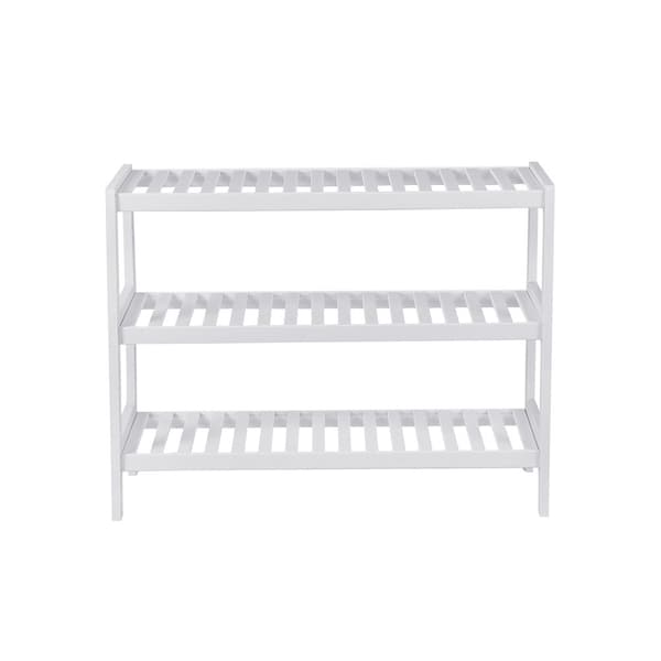 Skohylla i bambu, 3-stegs förvaringshylla, 70 x 26 x 55 cm (B x D x H), perfekt för hall, badrum, vardagsrum och korridor, vit