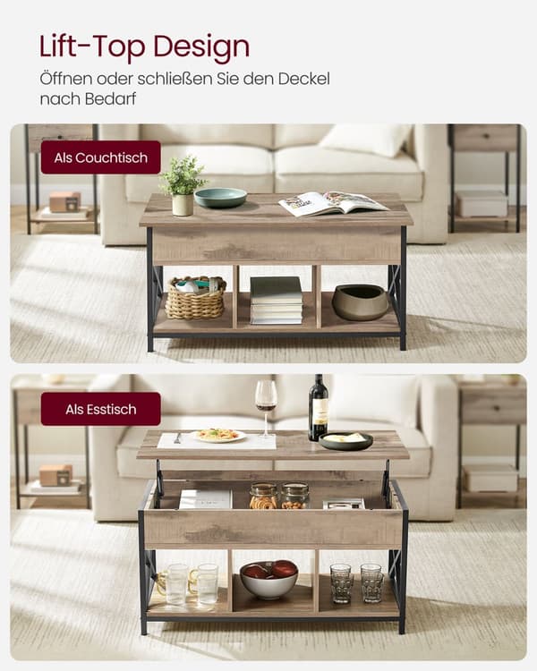 Soffbord 50 x 100 x (46,5-62) cm kamelbrun-svart